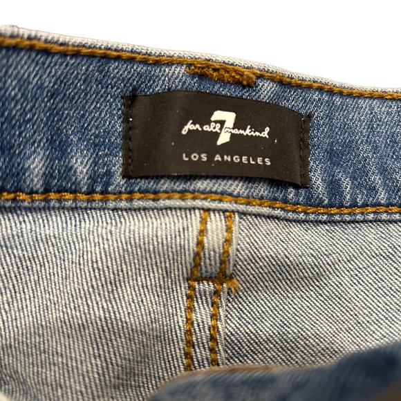 7 For All Mankind Silver Foiled High Waist Ankle Skinny Denim Jeans 27 - Picture 4 of 9